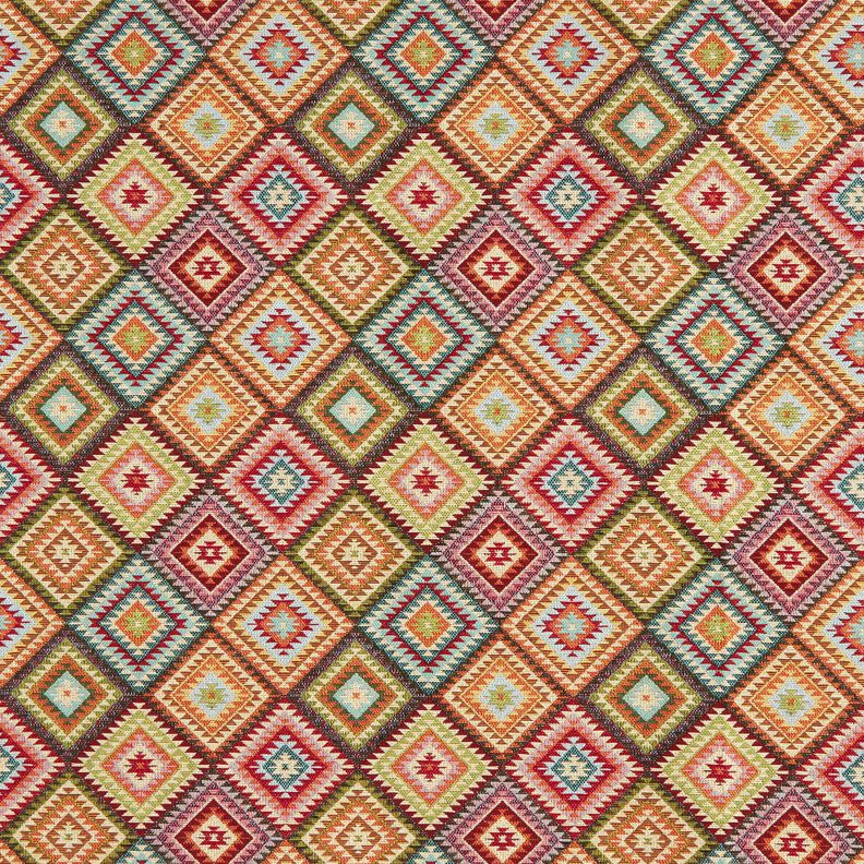 Tissu de décoration Gobelin Losanges dentelés – beige clair/carmin, image number 1