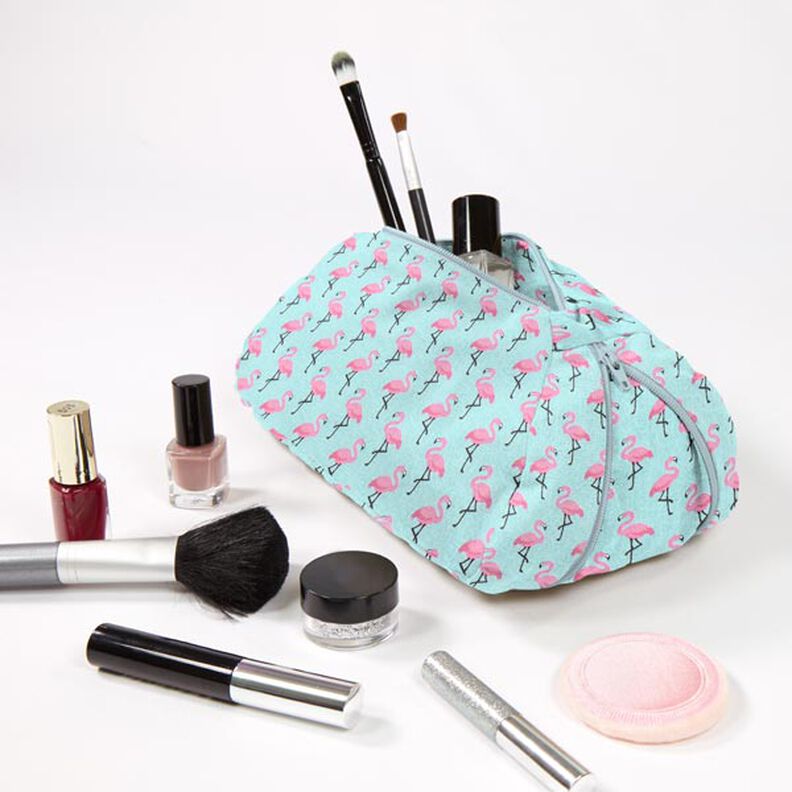 Coton enduit Flamant rose – bleu clair,  image number 7