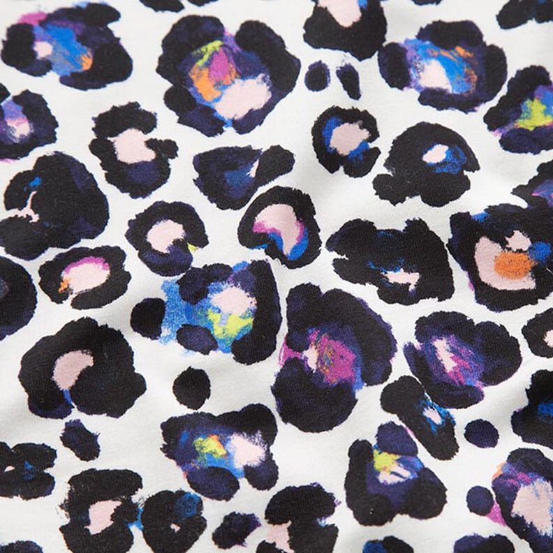 Jersey coton Motif léopard fluo Impression numérique – écru,  image number 2