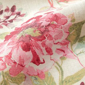 Tissu de décoration Canvas Fleurs aquarelles  – beige clair/framboise, 