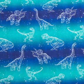 Jersey coton Contours de dinosaures | Glitzerpüppi – lilas bleu/menthe poivrée, 