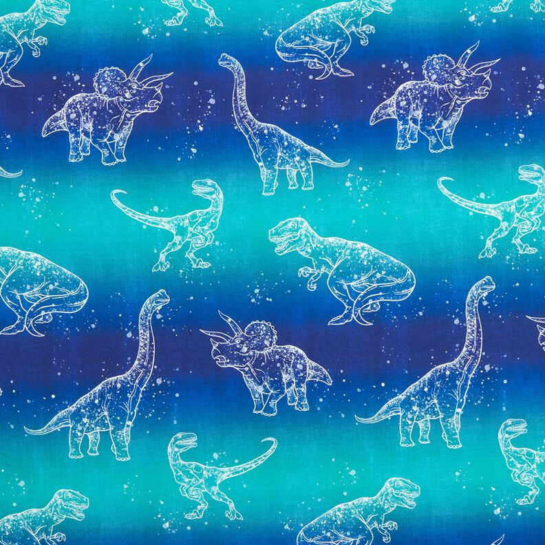 Jersey coton Contours de dinosaures | Glitzerpüppi – lilas bleu/menthe poivrée,  image number 1