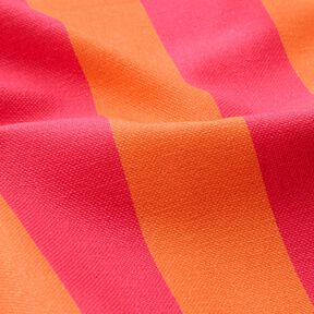 Tissu de décoration Semi-panama Grandes rayures – rose intense/orange, 