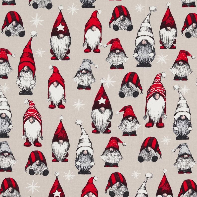 French Terry Sweat d’été Lutins de Noël – taupe clair, image number 1