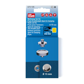 Kit outils boutons-pression sport & camping [Ø 15 mm] | Prym – argent métallisé, 