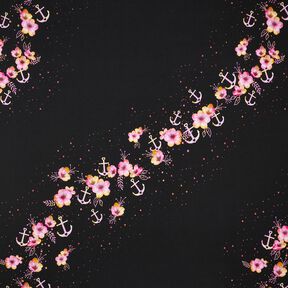Jersey coton Fleurs de bord de mer | Glitzerpüppi – noir/pourpre, 