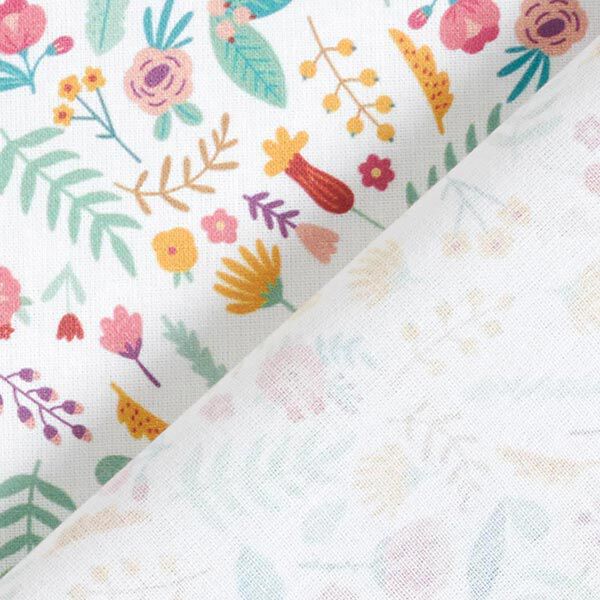 Tissu en coton Percalepetites fleurs et feuilles – rose/jaune,  image number 4
