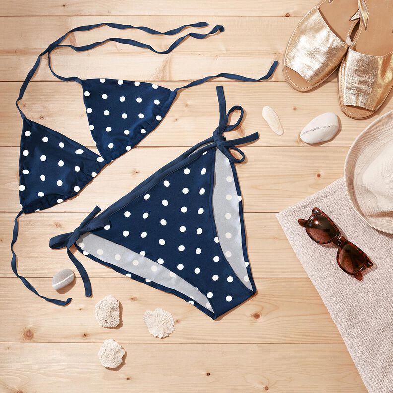 Tissus pour maillot de bain Pois – bleu marine/blanc,  image number 6