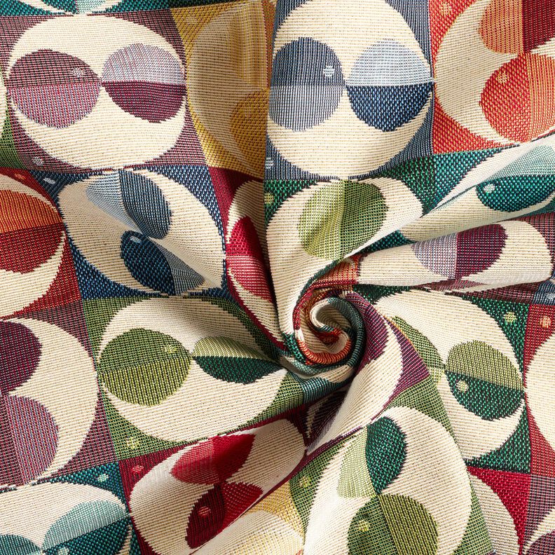 Tissu de décoration Gobelin Cercles et carrés – beige clair/bleu, image number 3