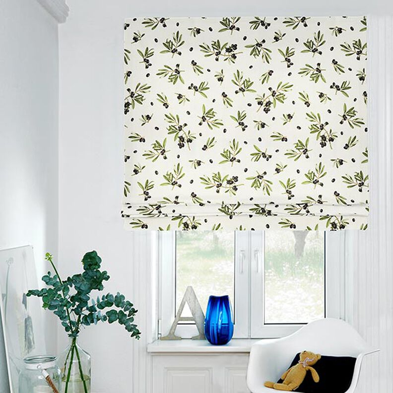 Tissu de décoration Semi-panama Olives – écru/olive foncé,  image number 5