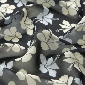 Chiffon fleurs d'hibiscus – noir/blanc, 