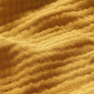 GOTS Tissu triple gaze de coton – jaune curry | Reste 50cm, 
