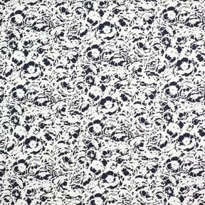 Mélange viscose lin Fleurs abstraites – blanc/bleu nuit, 