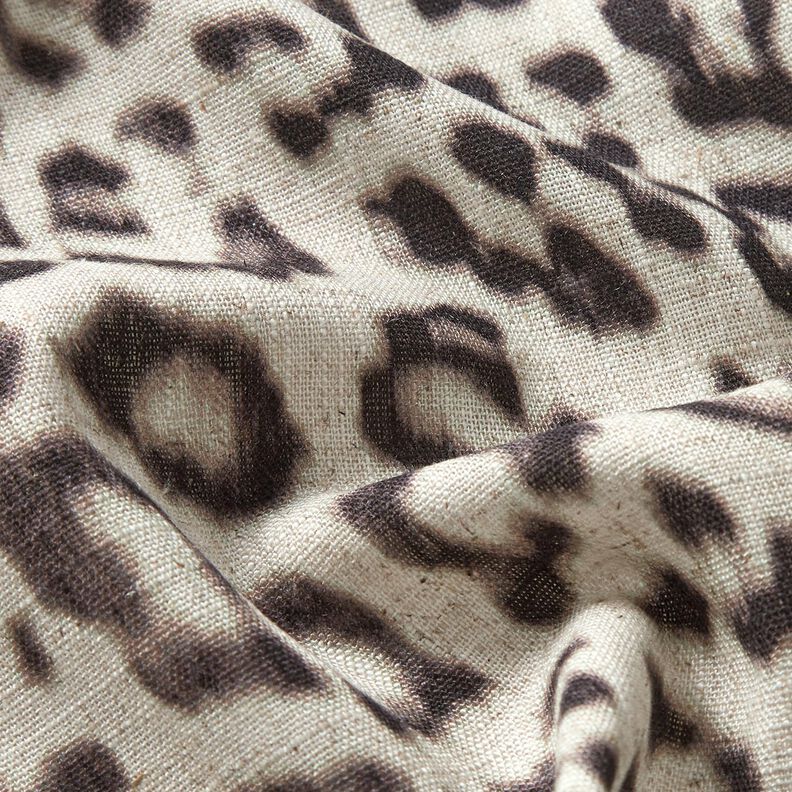Mélange viscose lin Imprimé numérique léopard – amande/noir,  image number 2