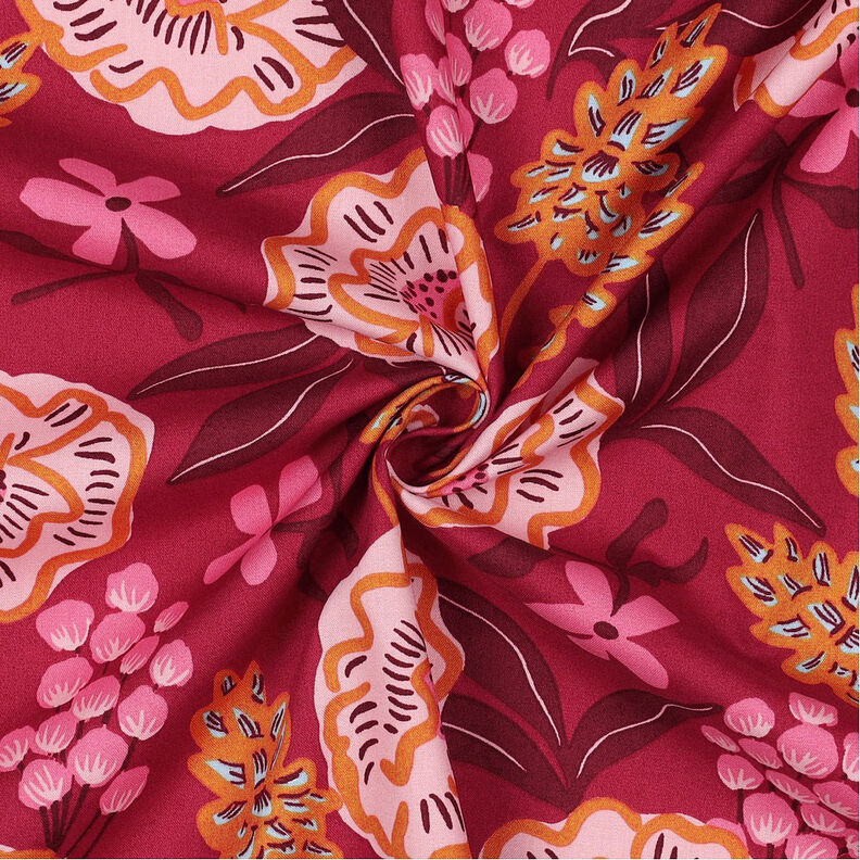 Popeline coton Fresh Flowers | Nerida Hansen – rouge bordeaux,  image number 4