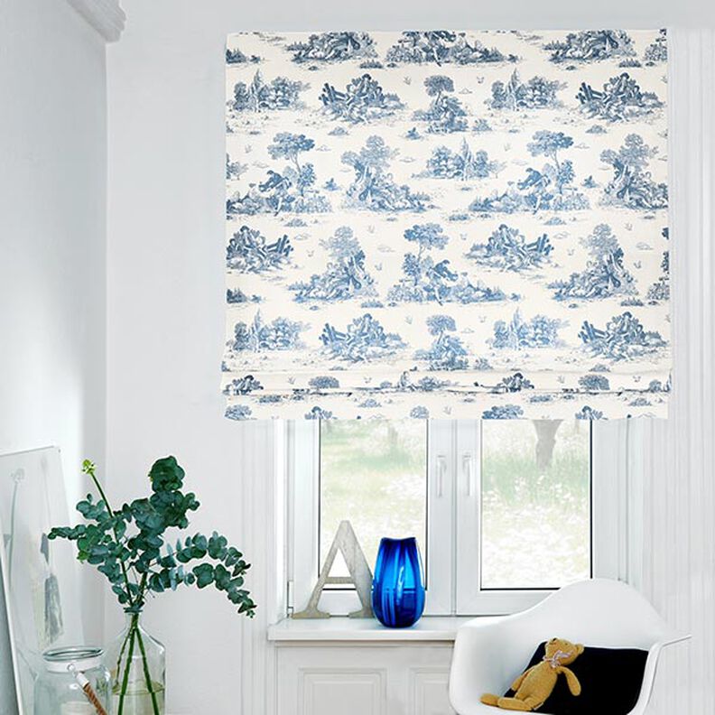 Tissu de décoration Semi-panama Berger – bleu jean/écru,  image number 7