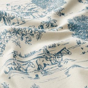 Tissu de décoration Panama Chevauchée – bleu jean/nature, 