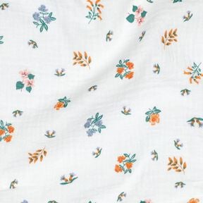 Tissu double gaze de coton Petite fleur | Poppy Fabrics – ivoire/orange pêche, 