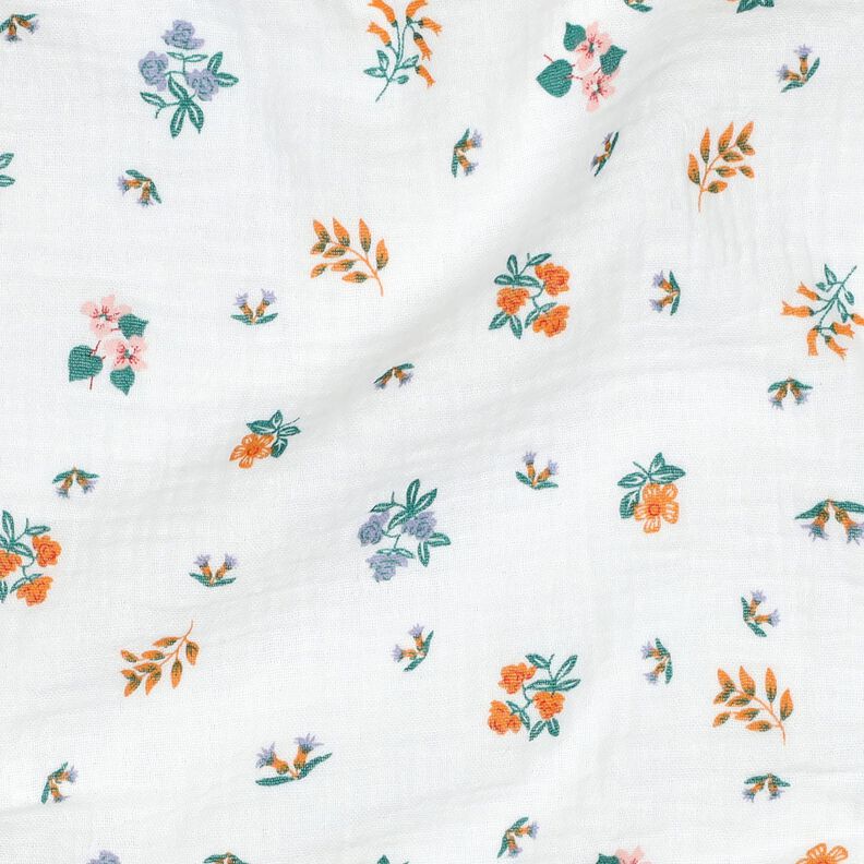 Tissu double gaze de coton Petite fleur | Poppy Fabrics – ivoire/orange pêche, image number 2