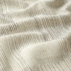Tissu pour voilages Mélange lin Rayures irrégulières  – gris/nature, 