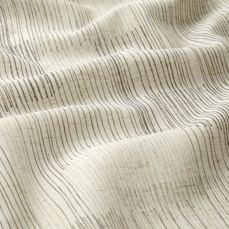 Tissu pour voilages Mélange lin Rayures irrégulières – gris/nature, image number 2