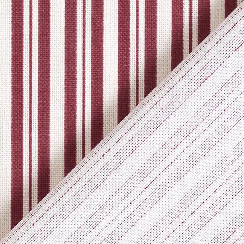 Tissu de décoration Semi-panama Rayures élégantes – rouge bordeaux/écru,  image number 4