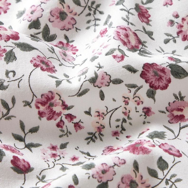 Popeline de coton Roses délicates – blanc/mauve,  image number 2