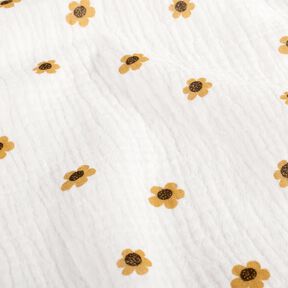 Tissu double gaze de coton Sonnenblumen – ivoire/or ancien, 
