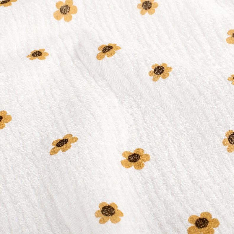 Tissu double gaze de coton Sonnenblumen – ivoire/or ancien,  image number 2