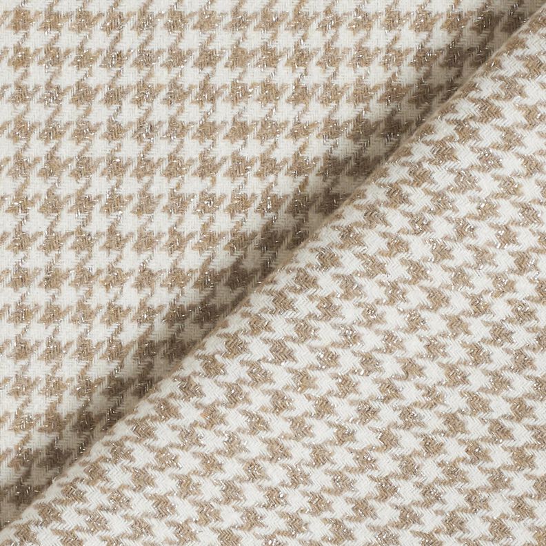 Tissu pour manteau Mélange de laine Motif pied-de-poule pailleté – mocca/écru, image number 4