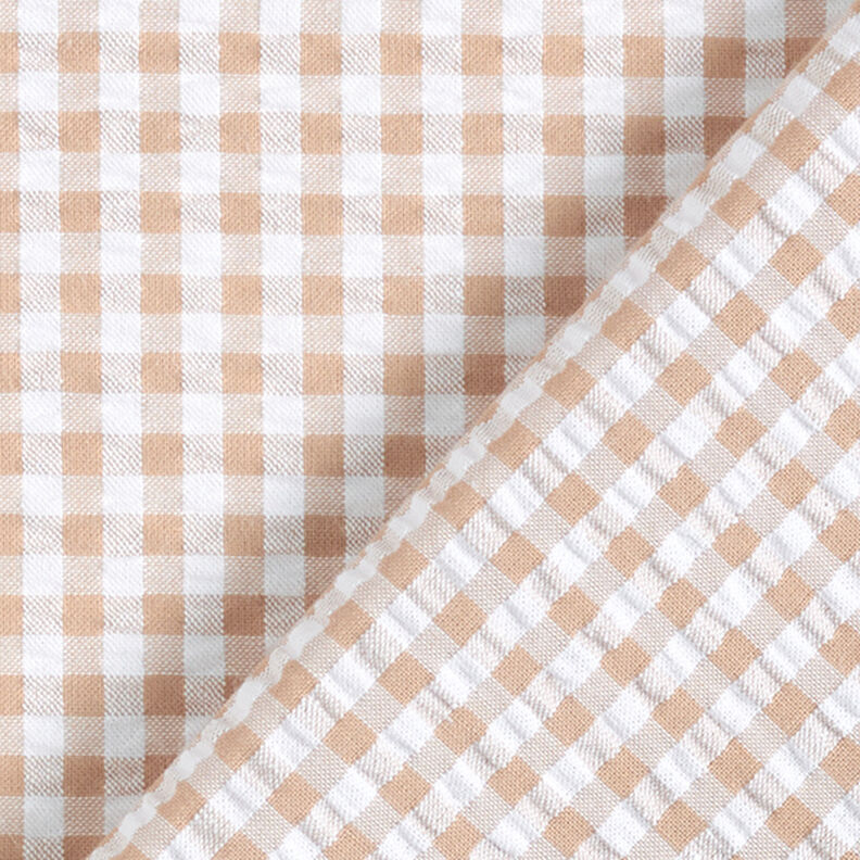 Seersucker Mélange coton à carreaux Vichy – beige,  image number 4