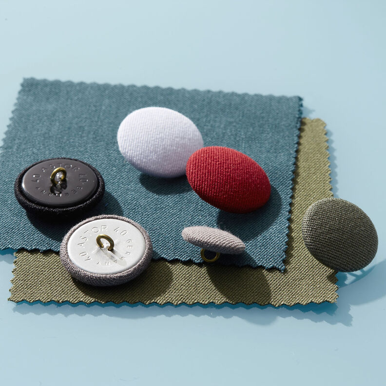Bouton recouvert, Gabardine Bi-stretch – olive,  image number 2