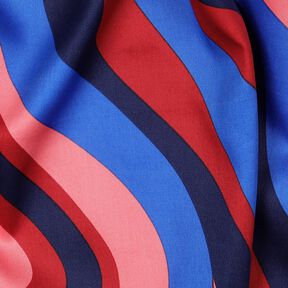 Satin de coton Vagues rétro | Poppy Fabrics – bleu marine/rose vif, 