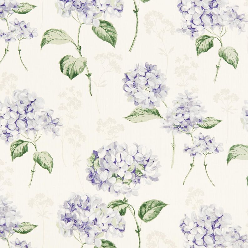 Tissu de décoration Panama Hortensias – ivoire/lilas, image number 1
