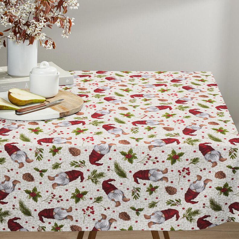 Tissu de décoration Canvas Lutin avec chapeau – beige clair/rouge foncé, image number 7