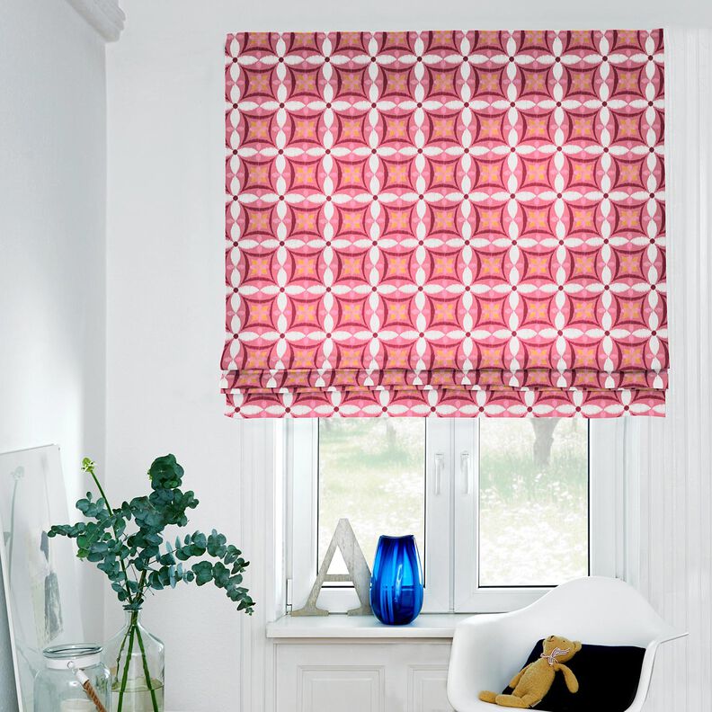 Tissu de décoration Canvas aspect grande broderie – rose vif/ivoire, image number 5