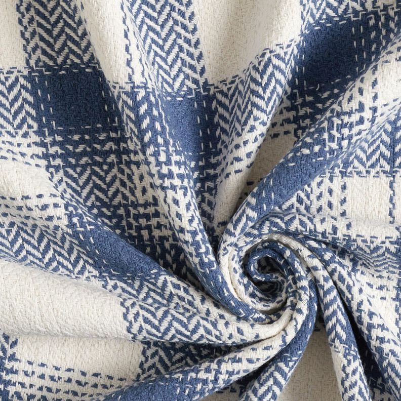 Tissu pour manteau Coton mélangé à carreaux – gris bleu/ivoire, image number 3