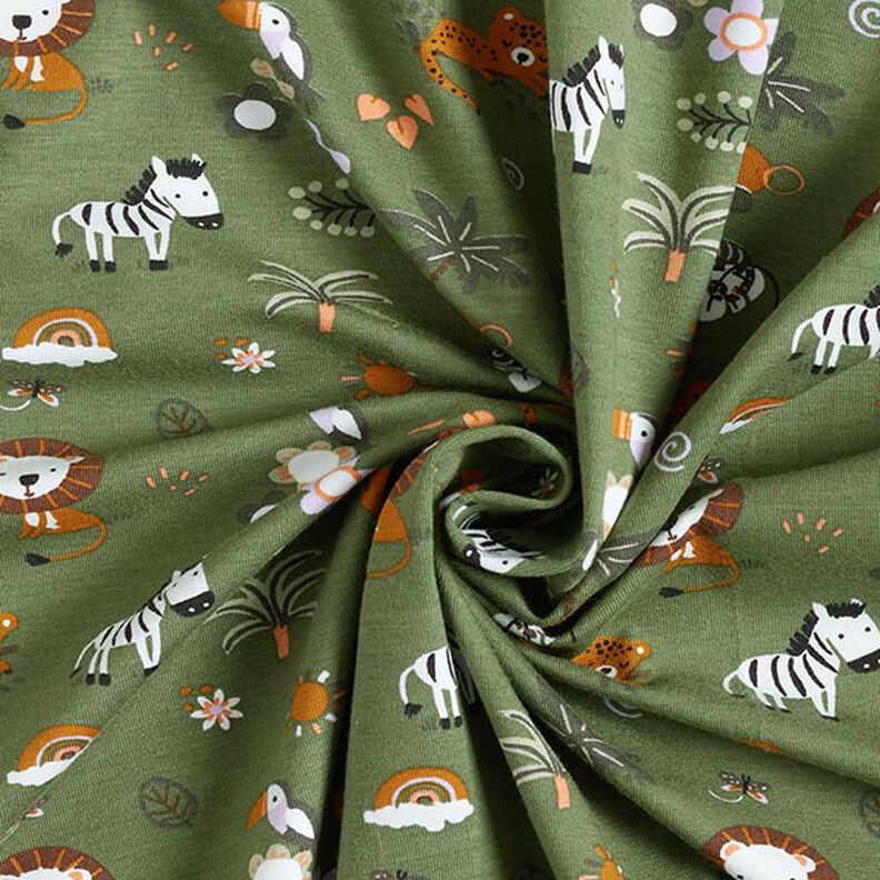 GOTS Jersey coton Animaux mignons de la jungle – pin,  image number 4