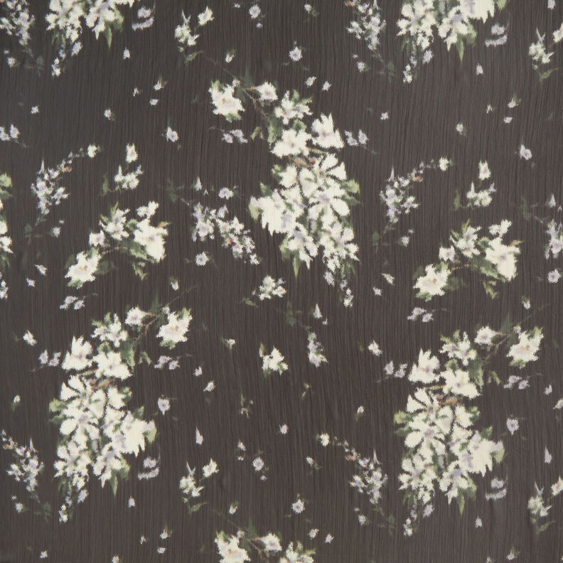 Mousseline de soie à fines rayures scintillantes aspect batik – noir/blanc, image number 1