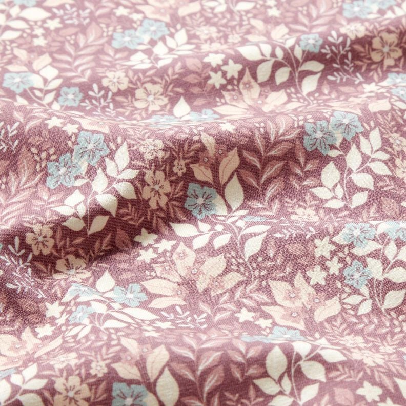 Flanelle coton Prairie fleurie d'automne – prune,  image number 2