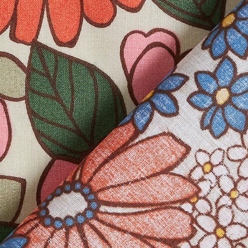 Tissu en coton Cretonne Fleurs en pop-art – pistache/vieux rose,  image number 4