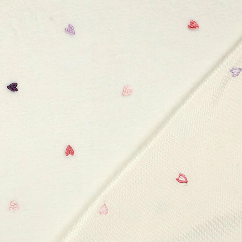 Tissu teddy Coeurs brodés | Poppy Fabrics – ivoire/rosé, image number 4