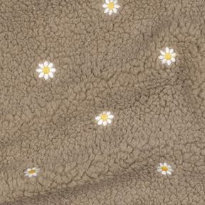 Tissu teddy Petites fleurs brodées | Poppy Fabrics – taupe foncé, 