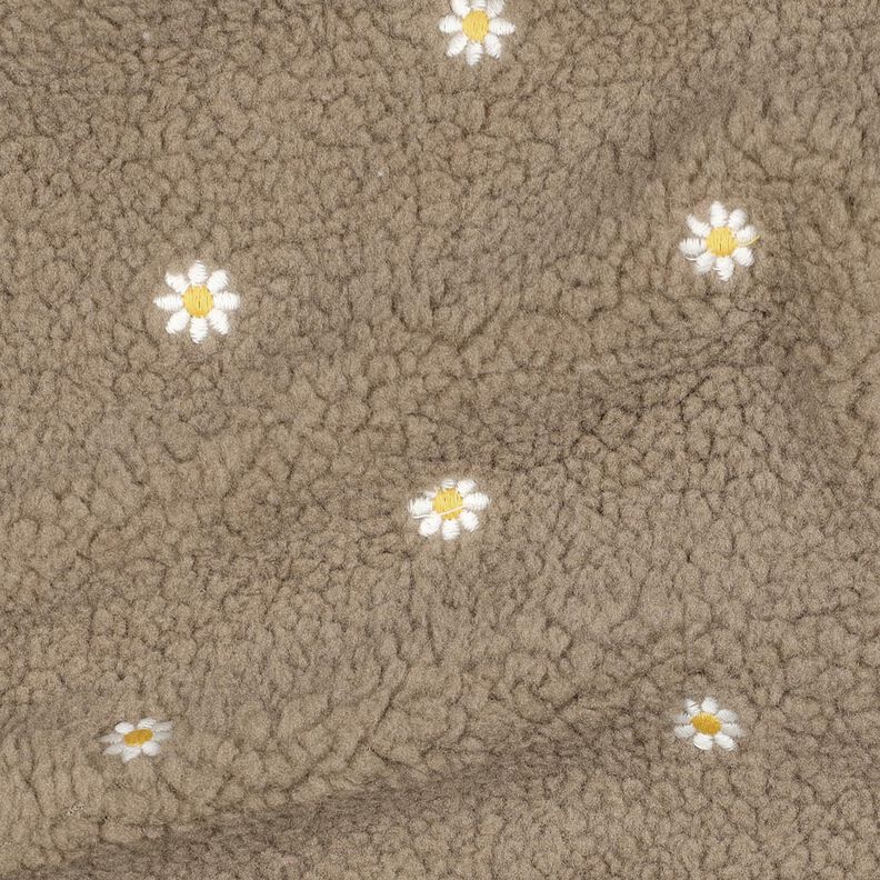 Tissu teddy Petites fleurs brodées | Poppy Fabrics – taupe foncé, image number 2