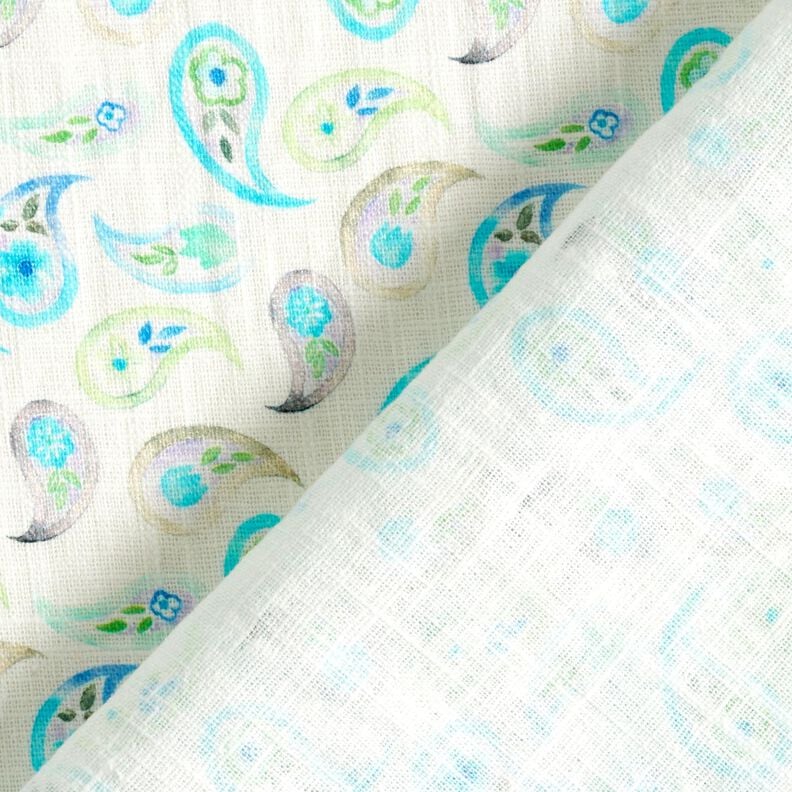 Lin mélangé Cachemire – ivoire/turquoise clair,  image number 4