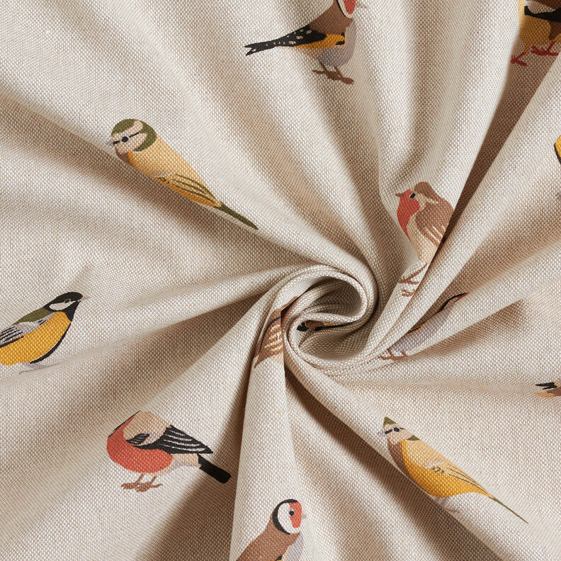 Tissu de décoration Semi-panama Petits oiseaux de jardin – nature, image number 3