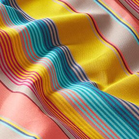 Tissu d’extérieur Canvas Rayures – saumon/moutarde, 