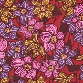 LENZING&trade; EcoVero&trade; Tissu viscose Fleurs | Poppy Fabrics &ndash; merlot/abricot, 