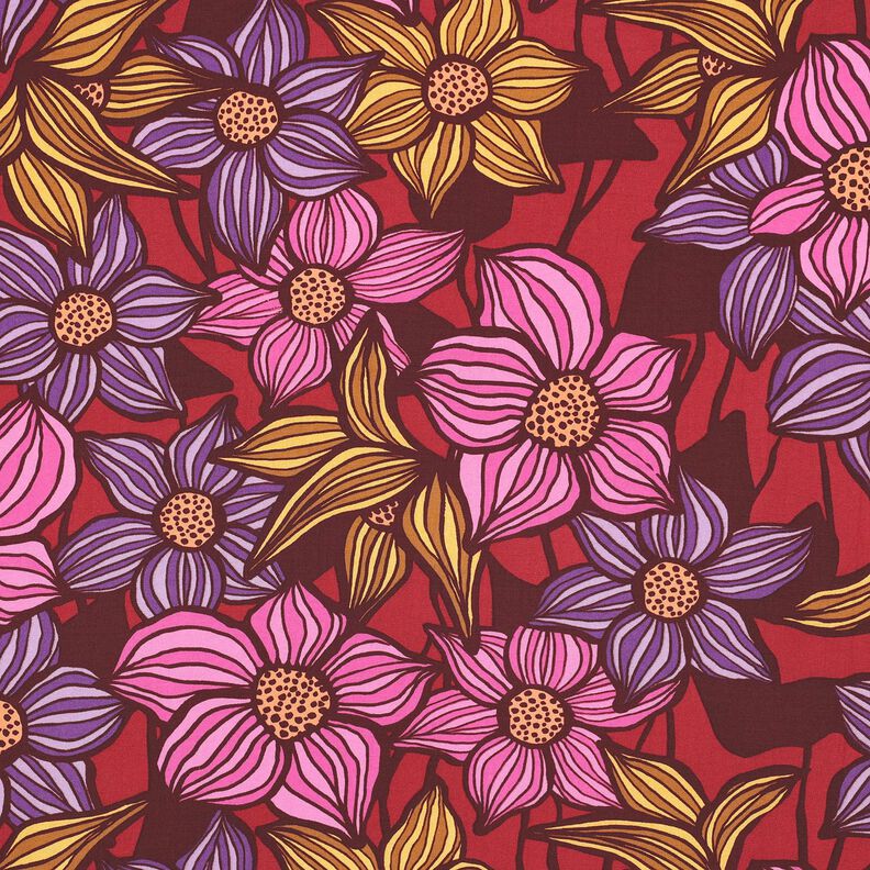 LENZING™ EcoVero™ Tissu viscose Fleurs | Poppy Fabrics – merlot/abricot,  image number 1
