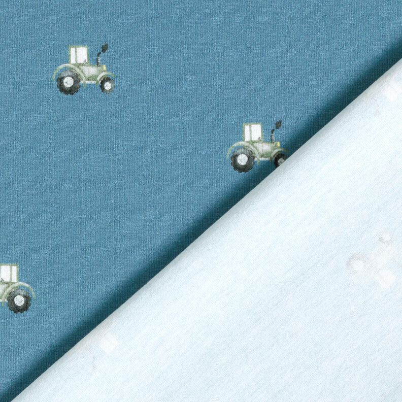 GOTS Jersey coton Tracteur Impression numérique – bleu jean,  image number 4